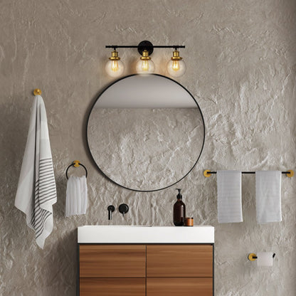Hugo 3-Light Farmhouse Classic Vanity Light With Bathroom Hardware Accessory Set