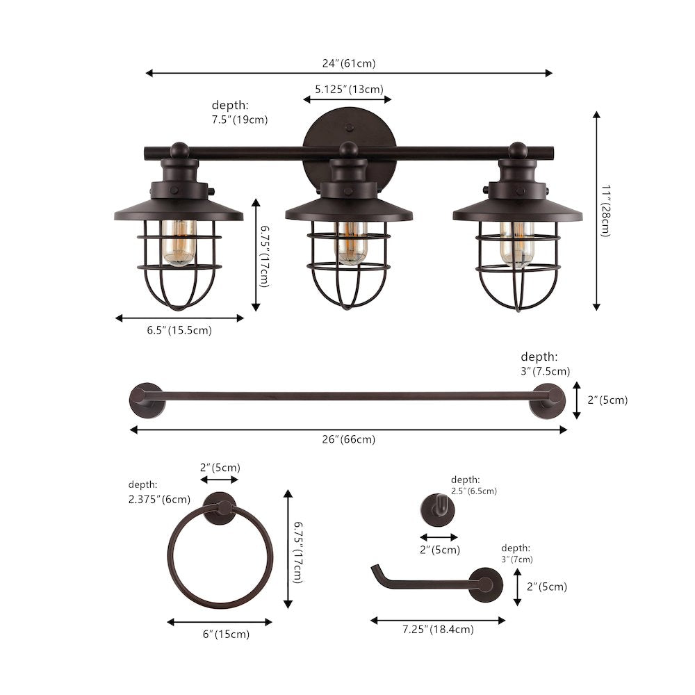 Ellis 3-Light Industrial Farmhouse Vanity Light
