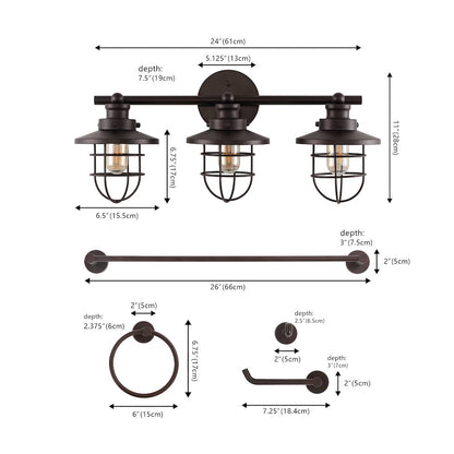 Ellis 3-Light Industrial Farmhouse Vanity Light