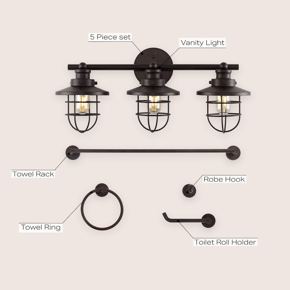 Ellis 3-Light Industrial Farmhouse Vanity Light
