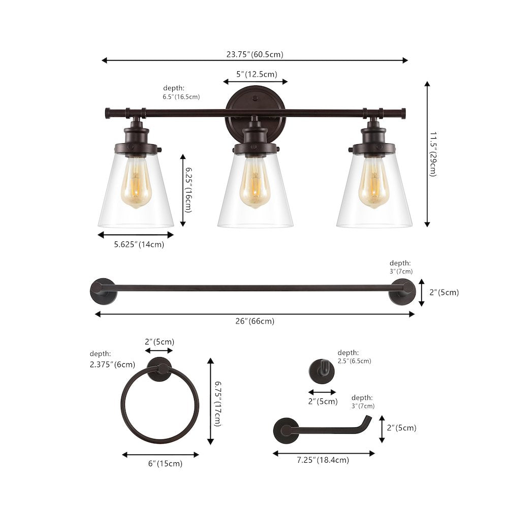 Hollis 3-Light Traditional Farmhouse Vanity Light