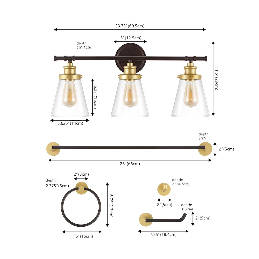 Hollis 3-Light Traditional Farmhouse Vanity Light