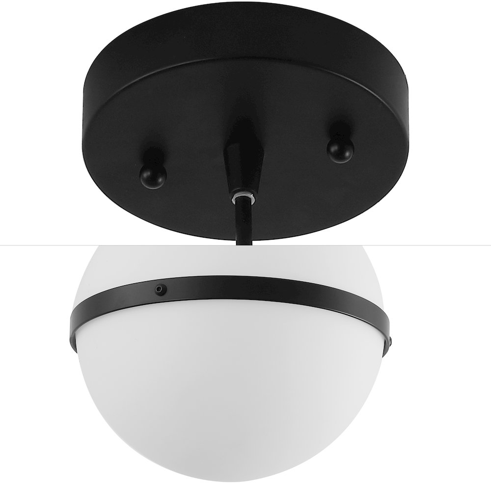 Porter 8" Modern Minimalist Globe LED Pendant Light, Black/White