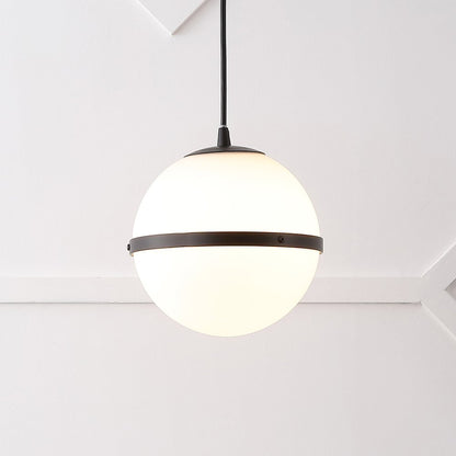 Porter 8" Modern Minimalist Globe LED Pendant Light, Black/White