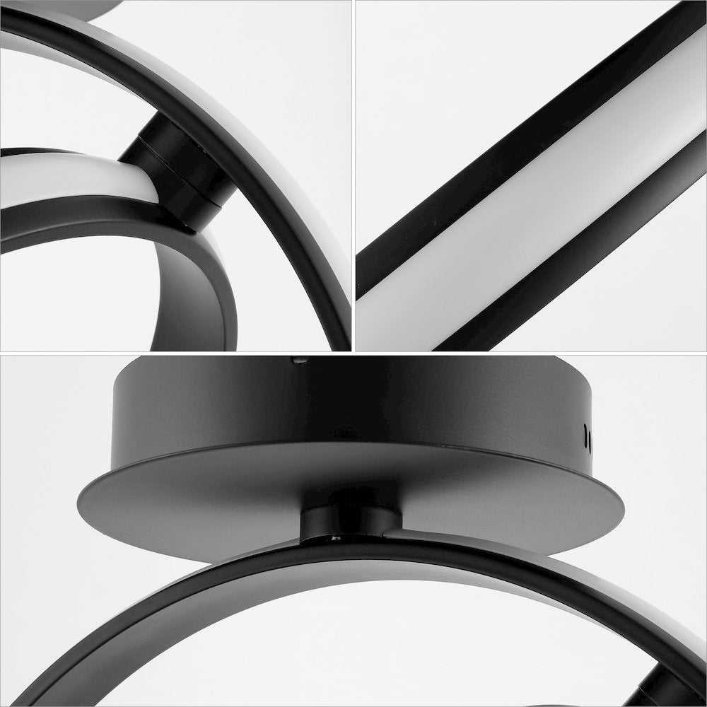 Nicole 2-Light Modern Minimalist Aluminum Ring Integrated Led Semi Flush Mount