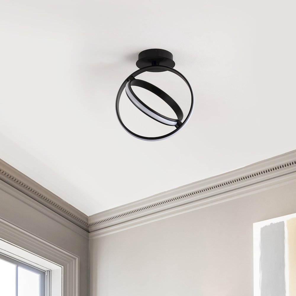Nicole 2-Light Modern Minimalist Aluminum Ring Integrated Led Semi Flush Mount