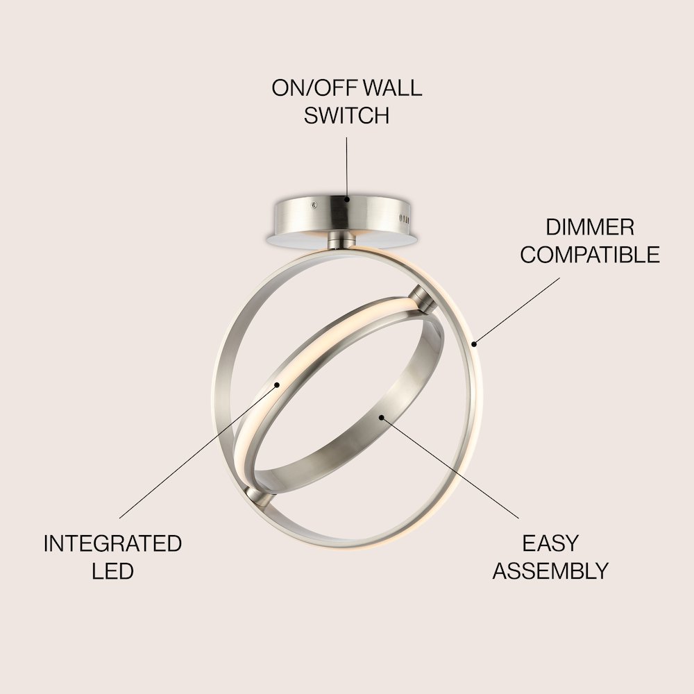 Nicole 2-Light Modern Minimalist Aluminum Ring Integrated Led Semi Flush Mount