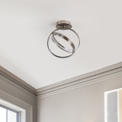 Nicole 2-Light Modern Minimalist Aluminum Ring Integrated Led Semi Flush Mount