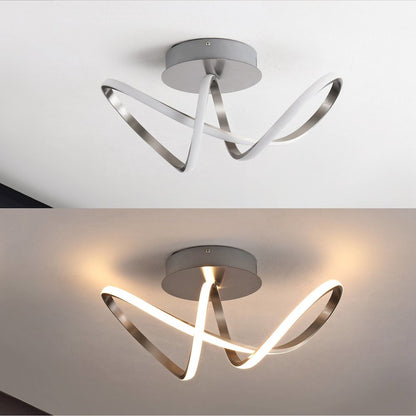 Minimalist Aluminum Loop Integrated Led Semi Flush Mount