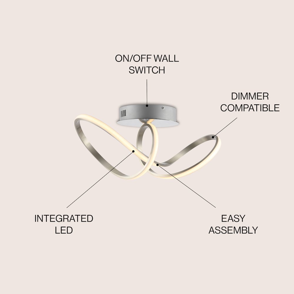 Minimalist Aluminum Loop Integrated Led Semi Flush Mount