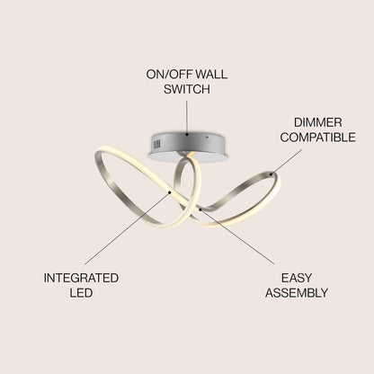 Minimalist Aluminum Loop Integrated Led Semi Flush Mount