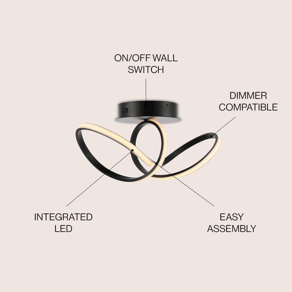 Minimalist Aluminum Loop Integrated Led Semi Flush Mount