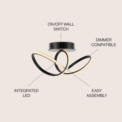 Minimalist Aluminum Loop Integrated Led Semi Flush Mount