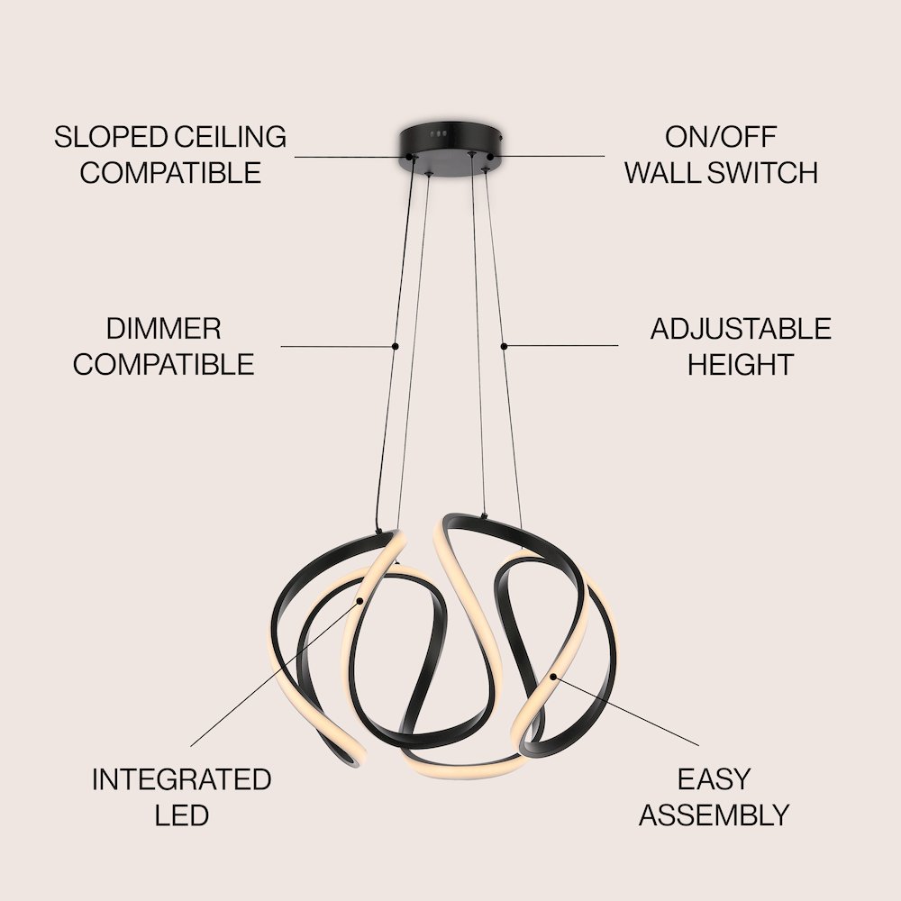 Designer Aluminum/Iron Scribble Integrated Led Pendant Light