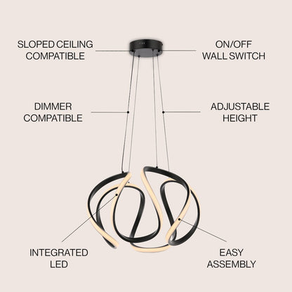 Designer Aluminum/Iron Scribble Integrated Led Pendant Light