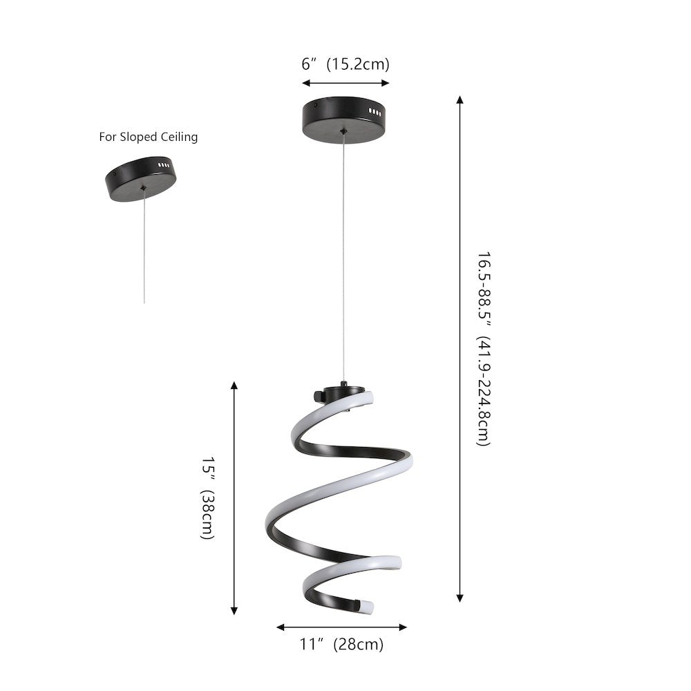 Whirl 1-Light Metal Helix Swirl LED Pendant