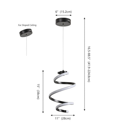 Whirl 1-Light Metal Helix Swirl LED Pendant