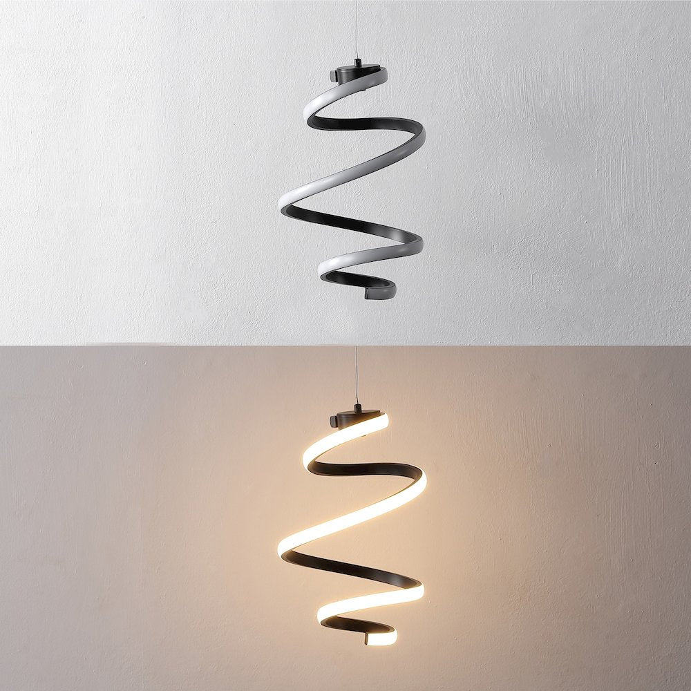 Whirl 1-Light Metal Helix Swirl LED Pendant
