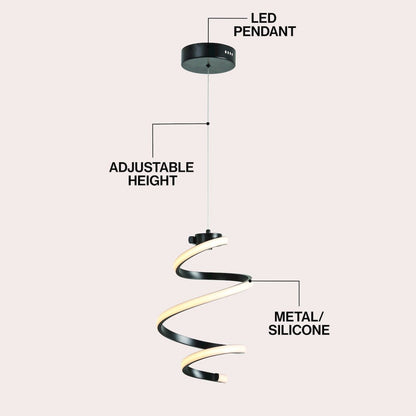 Whirl 1-Light Metal Helix Swirl LED Pendant
