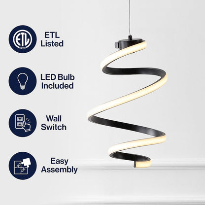 Whirl 1-Light Metal Helix Swirl LED Pendant