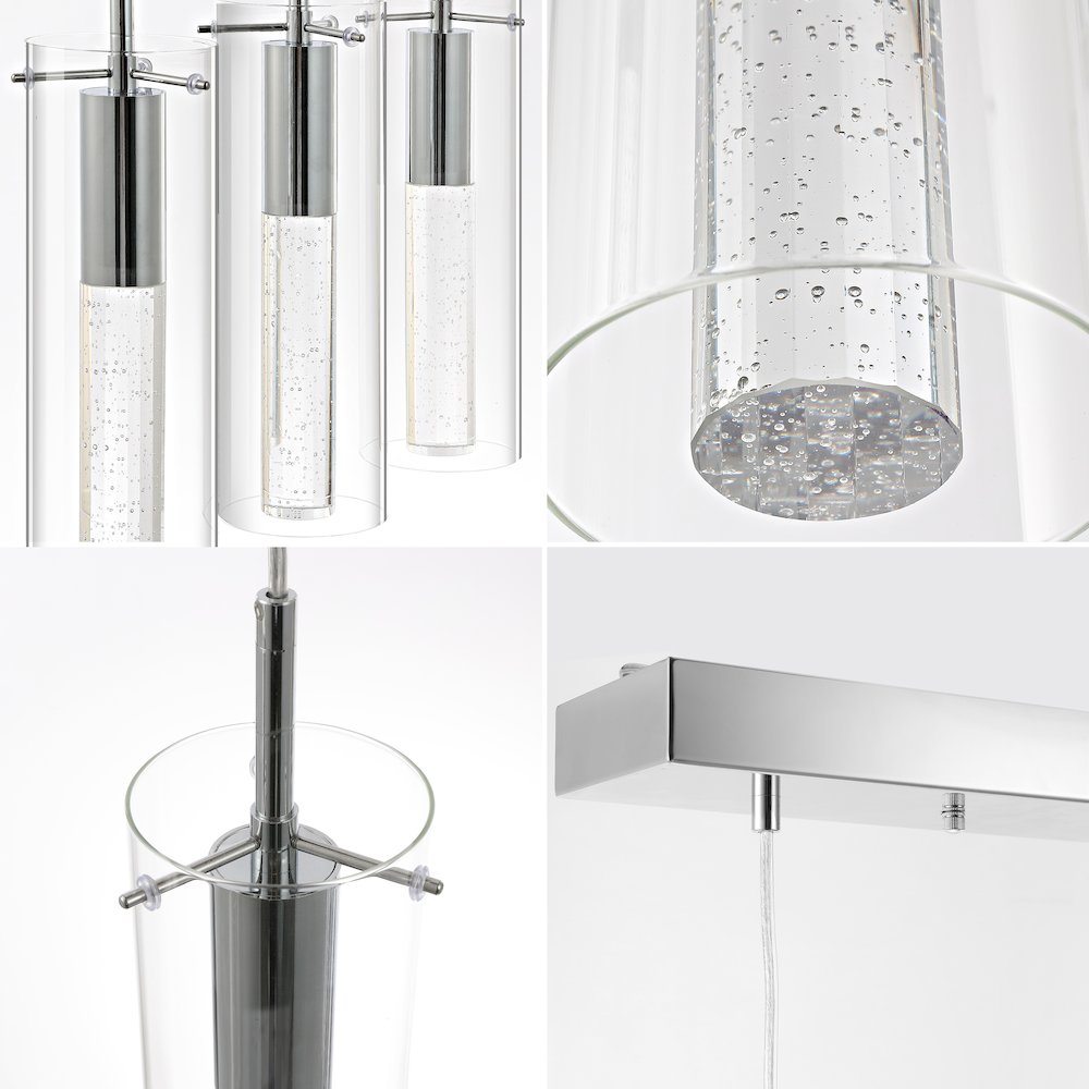 Mium 3-Light Modern Style Iron/Crystal/Glass Integrated Led Linear Pendant