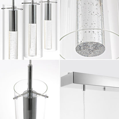 Mium 3-Light Modern Style Iron/Crystal/Glass Integrated Led Linear Pendant