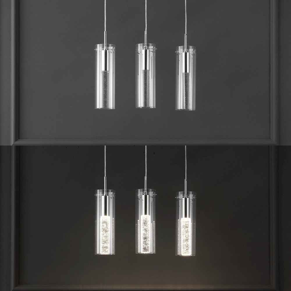 Mium 3-Light Modern Style Iron/Crystal/Glass Integrated Led Linear Pendant