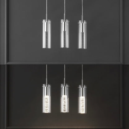 Mium 3-Light Modern Style Iron/Crystal/Glass Integrated Led Linear Pendant