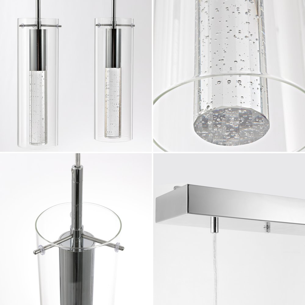Mium 4-Light Modern Style Iron/Crystal/Glass Integrated Led Linear Pendant
