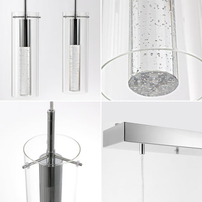 Mium 4-Light Modern Style Iron/Crystal/Glass Integrated Led Linear Pendant