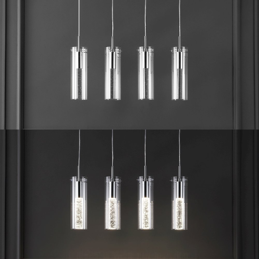 Mium 4-Light Modern Style Iron/Crystal/Glass Integrated Led Linear Pendant