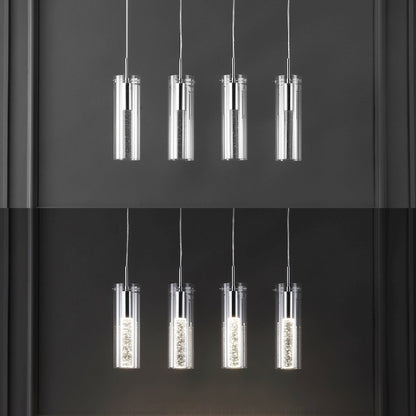 Mium 4-Light Modern Style Iron/Crystal/Glass Integrated Led Linear Pendant