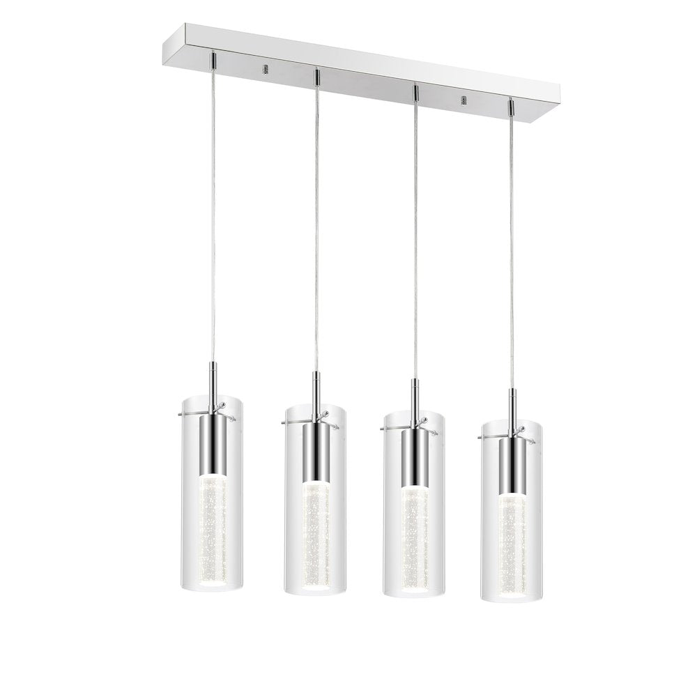 Mium 4-Light Modern Style Iron/Crystal/Glass Integrated Led Linear Pendant