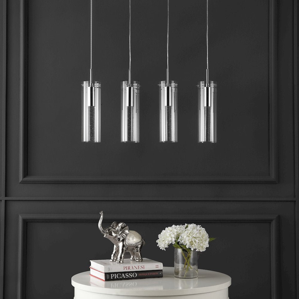 Mium 4-Light Modern Style Iron/Crystal/Glass Integrated Led Linear Pendant