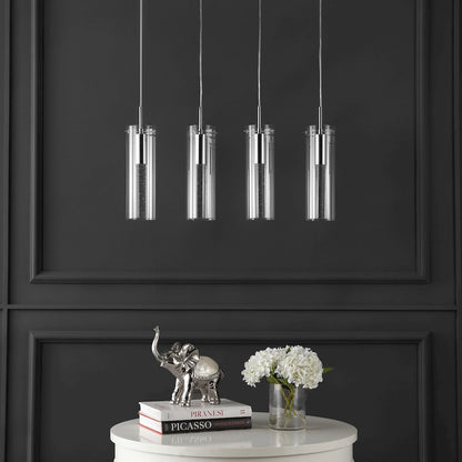 Mium 4-Light Modern Style Iron/Crystal/Glass Integrated Led Linear Pendant