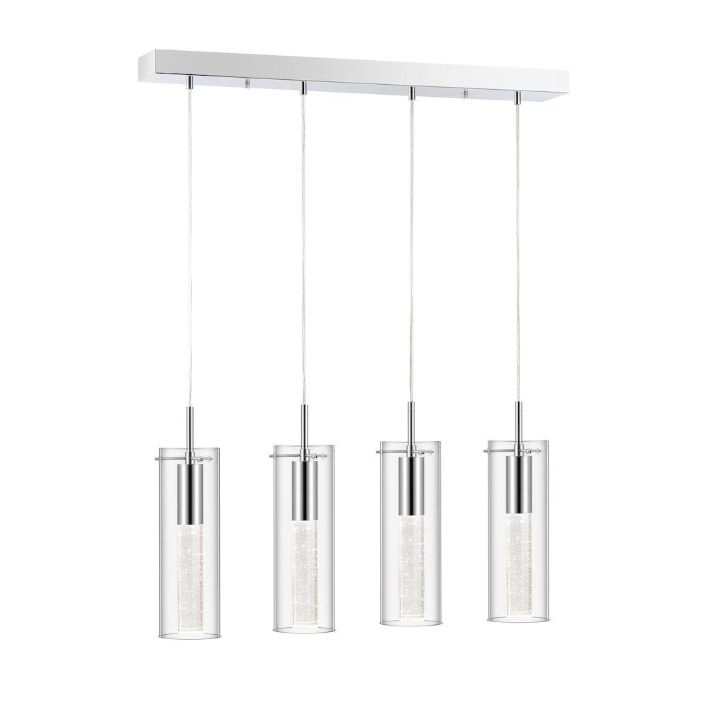Mium 4-Light Modern Style Iron/Crystal/Glass Integrated Led Linear Pendant