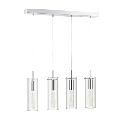 Mium 4-Light Modern Style Iron/Crystal/Glass Integrated Led Linear Pendant