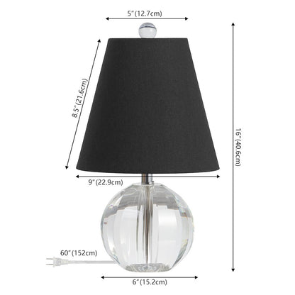 Goddard 16" Crystal Ball/Metal LED Table Lamp, Clear/Black