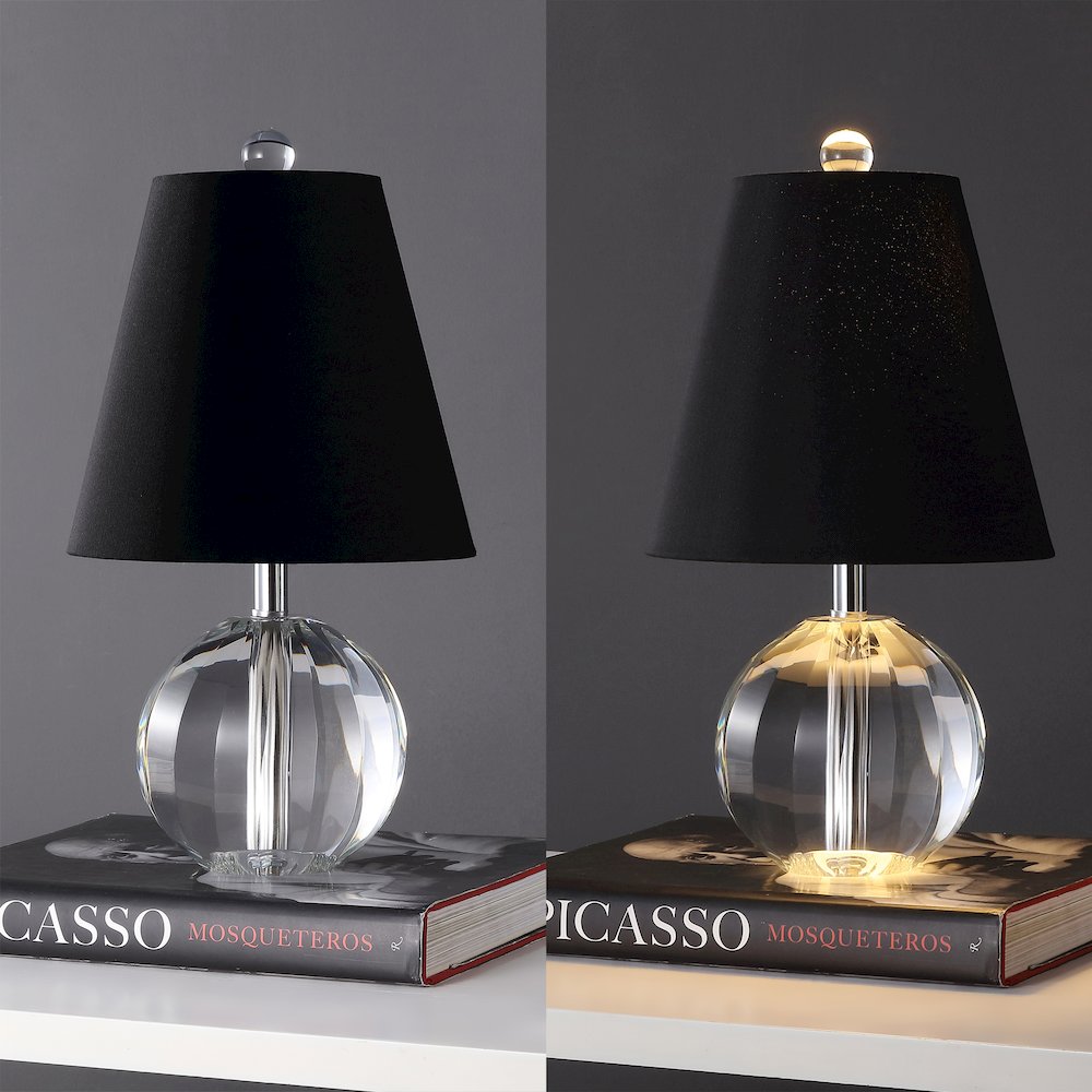 Goddard 16" Crystal Ball/Metal LED Table Lamp, Clear/Black