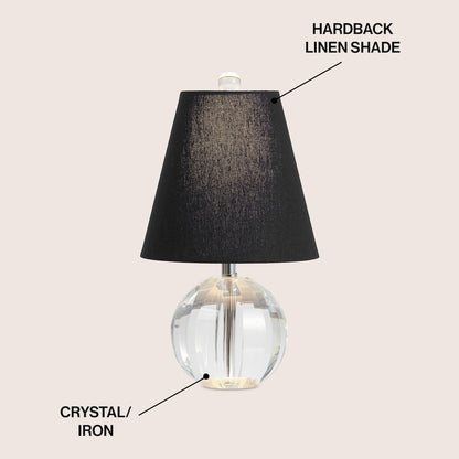 Goddard 16" Crystal Ball/Metal LED Table Lamp, Clear/Black
