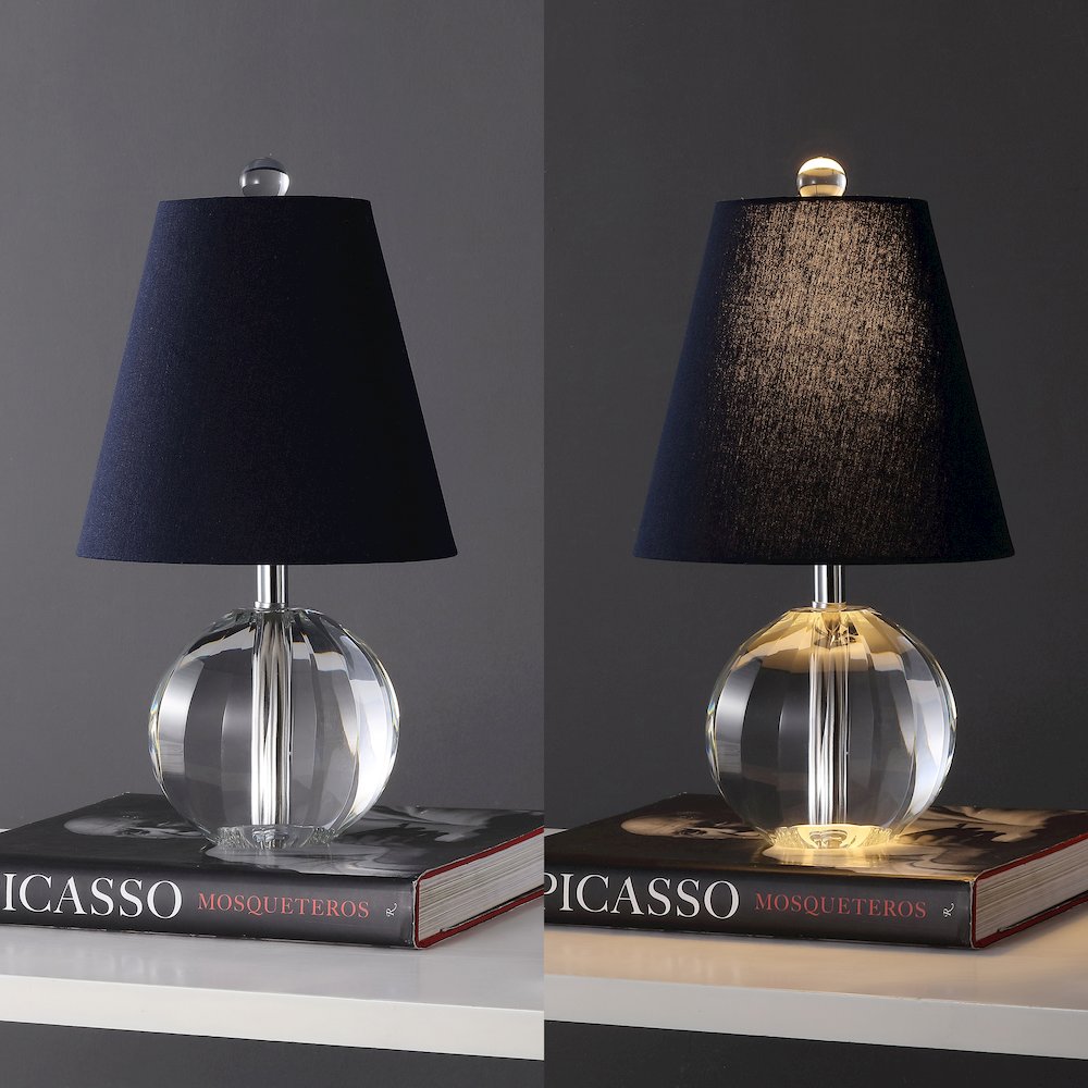 Goddard 16" Crystal Ball/Metal LED Table Lamp, Clear/Navy