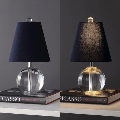 Goddard 16" Crystal Ball/Metal LED Table Lamp, Clear/Navy