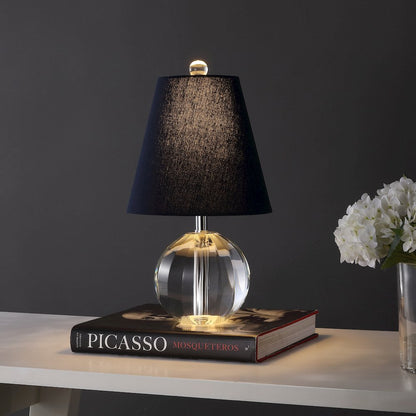 Goddard 16" Crystal Ball/Metal LED Table Lamp, Clear/Navy