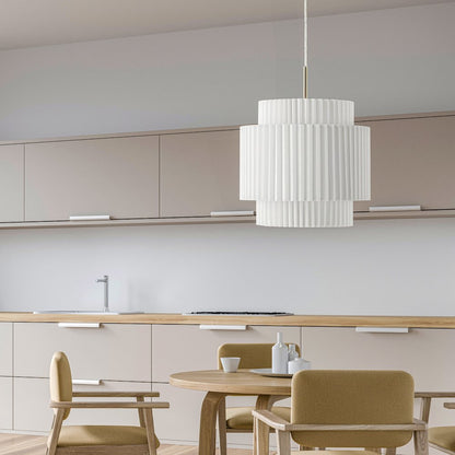 Boden 1-Light Vintage Mid-Century Iron Led Pendant With Pleated Shade
