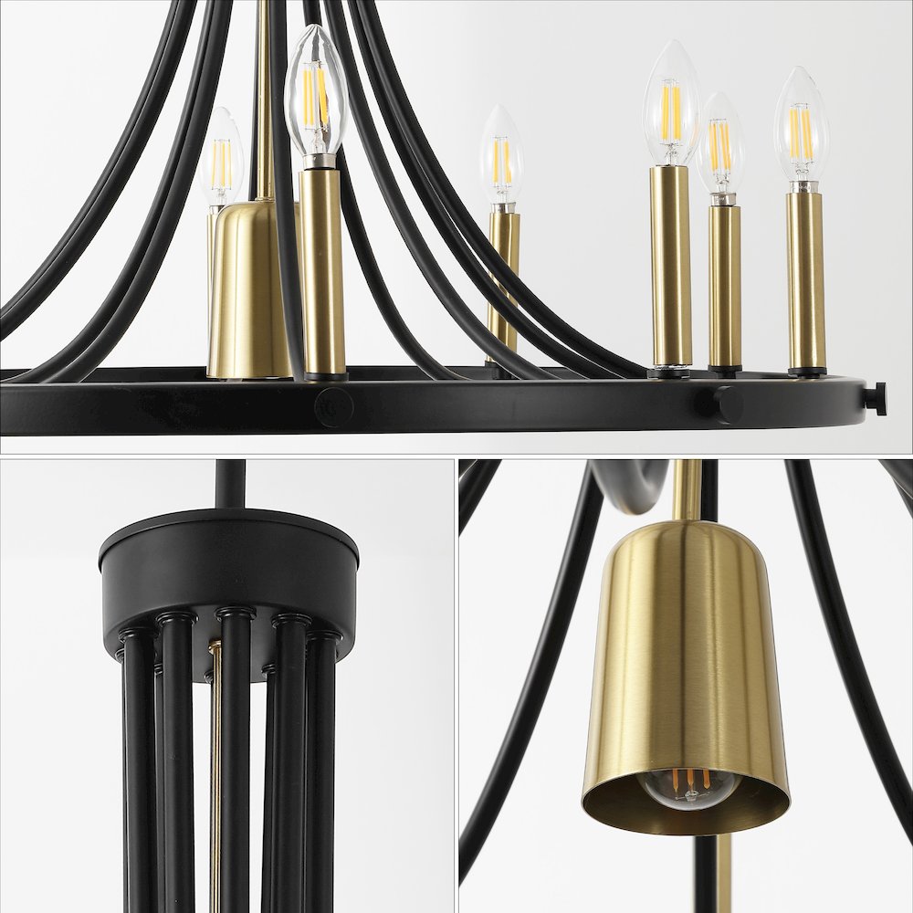 Dante 11-Light Transitional Modern Iron Adjustable Wagon Wheel LED Chandelier