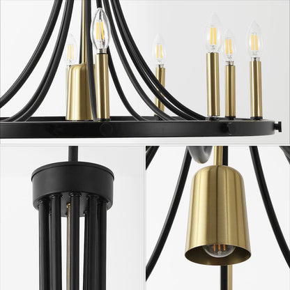 Dante 11-Light Transitional Modern Iron Adjustable Wagon Wheel LED Chandelier