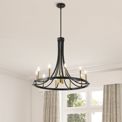 Dante 11-Light Transitional Modern Iron Adjustable Wagon Wheel LED Chandelier