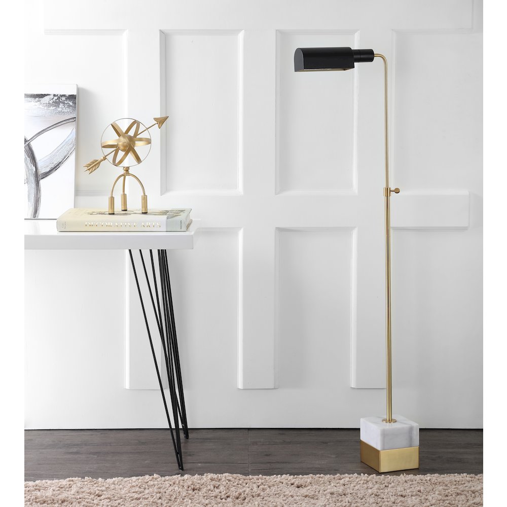 Iva Adjustable Brass Library Led Floor Lamp