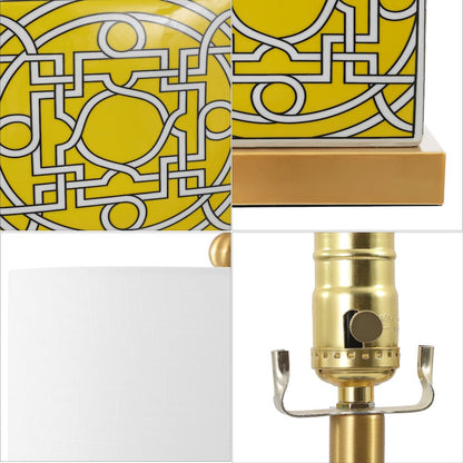 Catherine Modern Transitional Ceramic Metal Square Ginger Jar LED Table Lamp