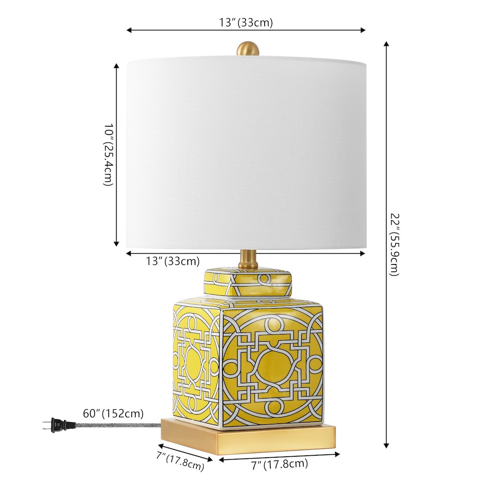 Catherine Modern Transitional Ceramic Metal Square Ginger Jar LED Table Lamp